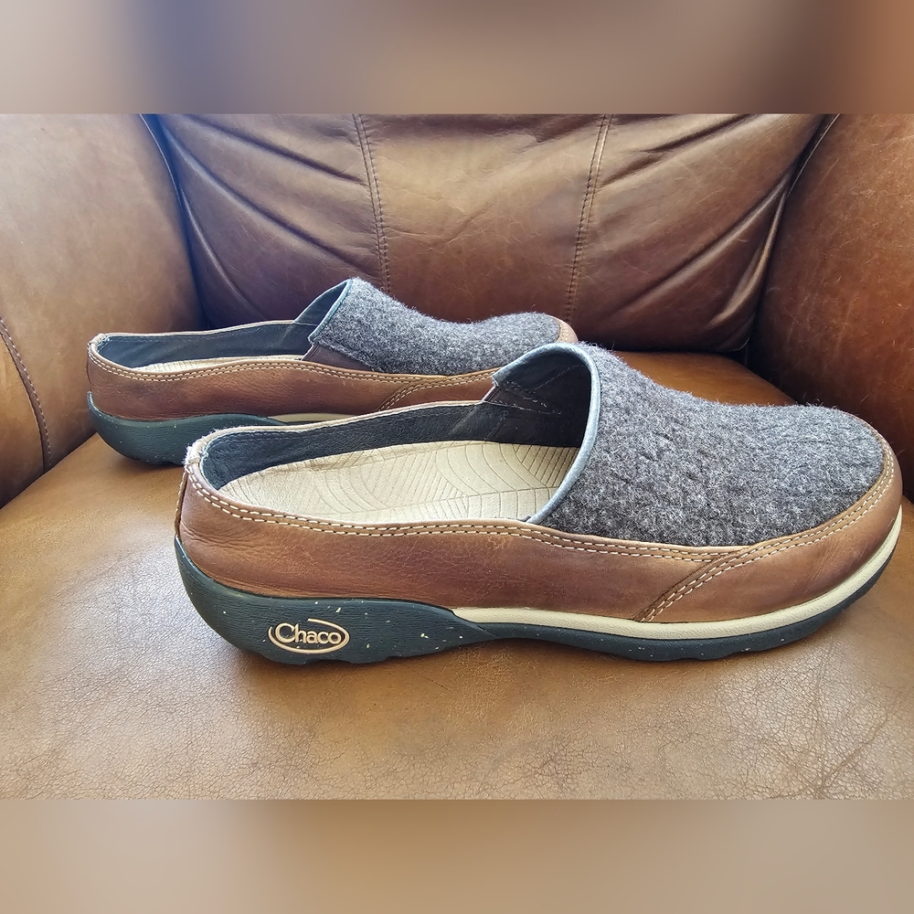 Chaco Tan and Gray Casual Mules